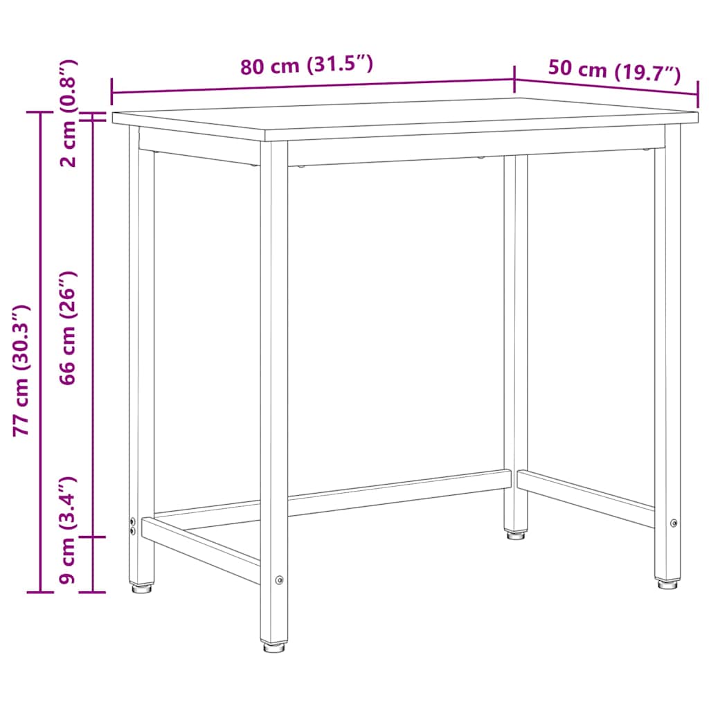 Table White 80 x 50 x 77 cm Engineered Wood and Steel