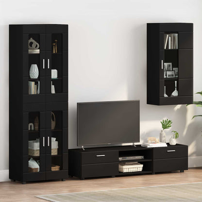 Wooden Cabinet Black Engineered Wood