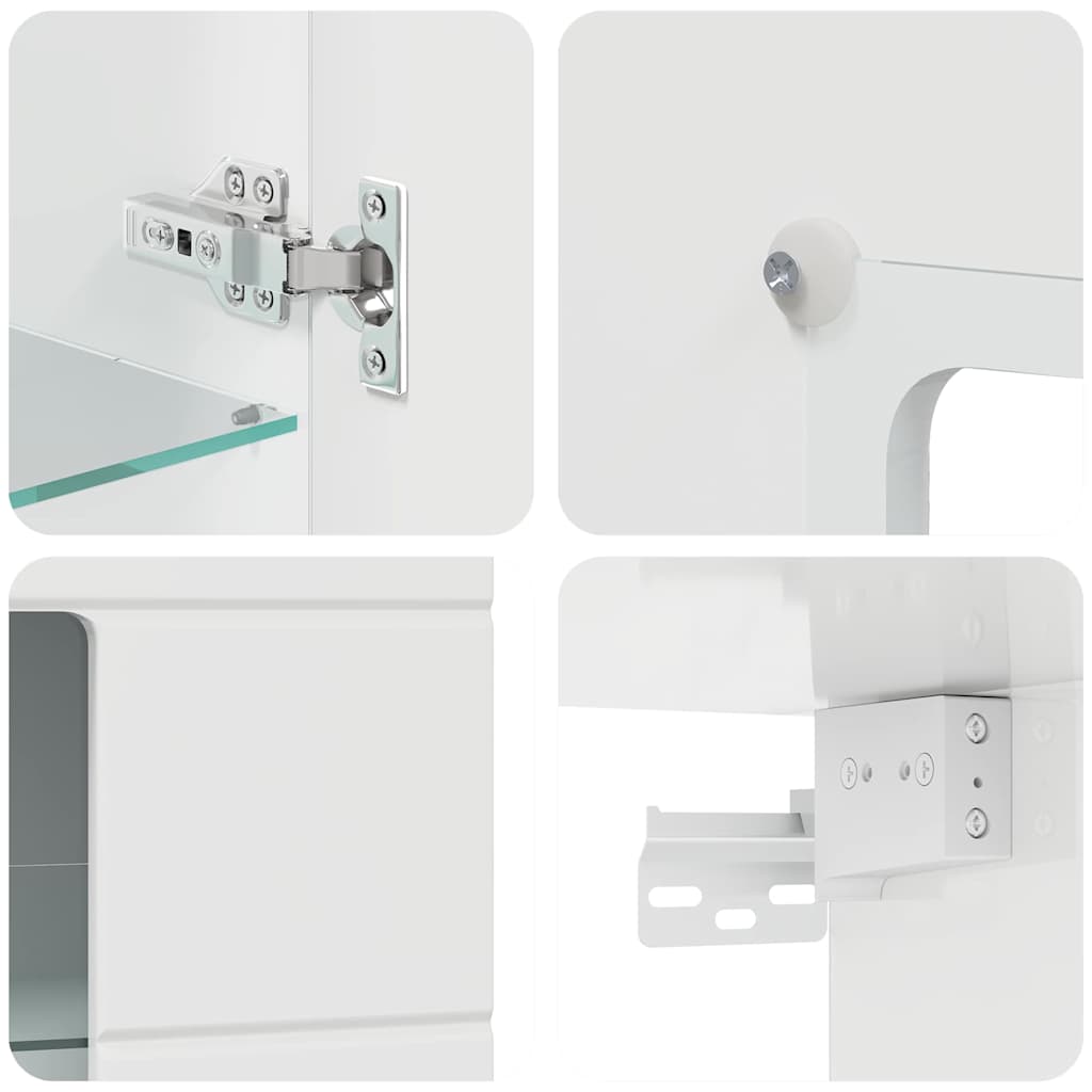 Wooden Cabinet with Storage High Gloss White 50 x 29 x 100 cm