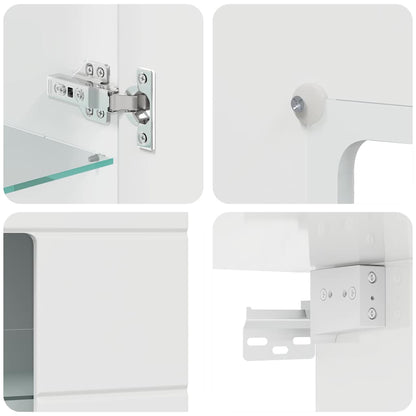 Wooden Cabinet with Storage High Gloss White 50 x 29 x 100 cm