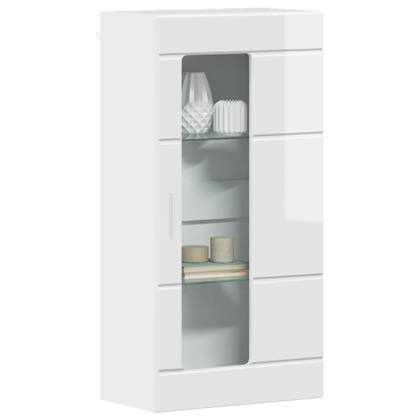 Wooden Cabinet with Storage High Gloss White 50 x 29 x 100 cm