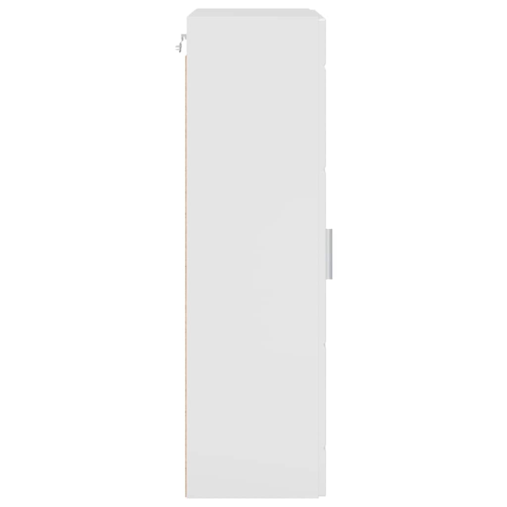 Wooden Cabinet with Storage High Gloss White 50 x 29 x 100 cm