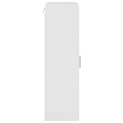 Wooden Cabinet with Storage High Gloss White 50 x 29 x 100 cm