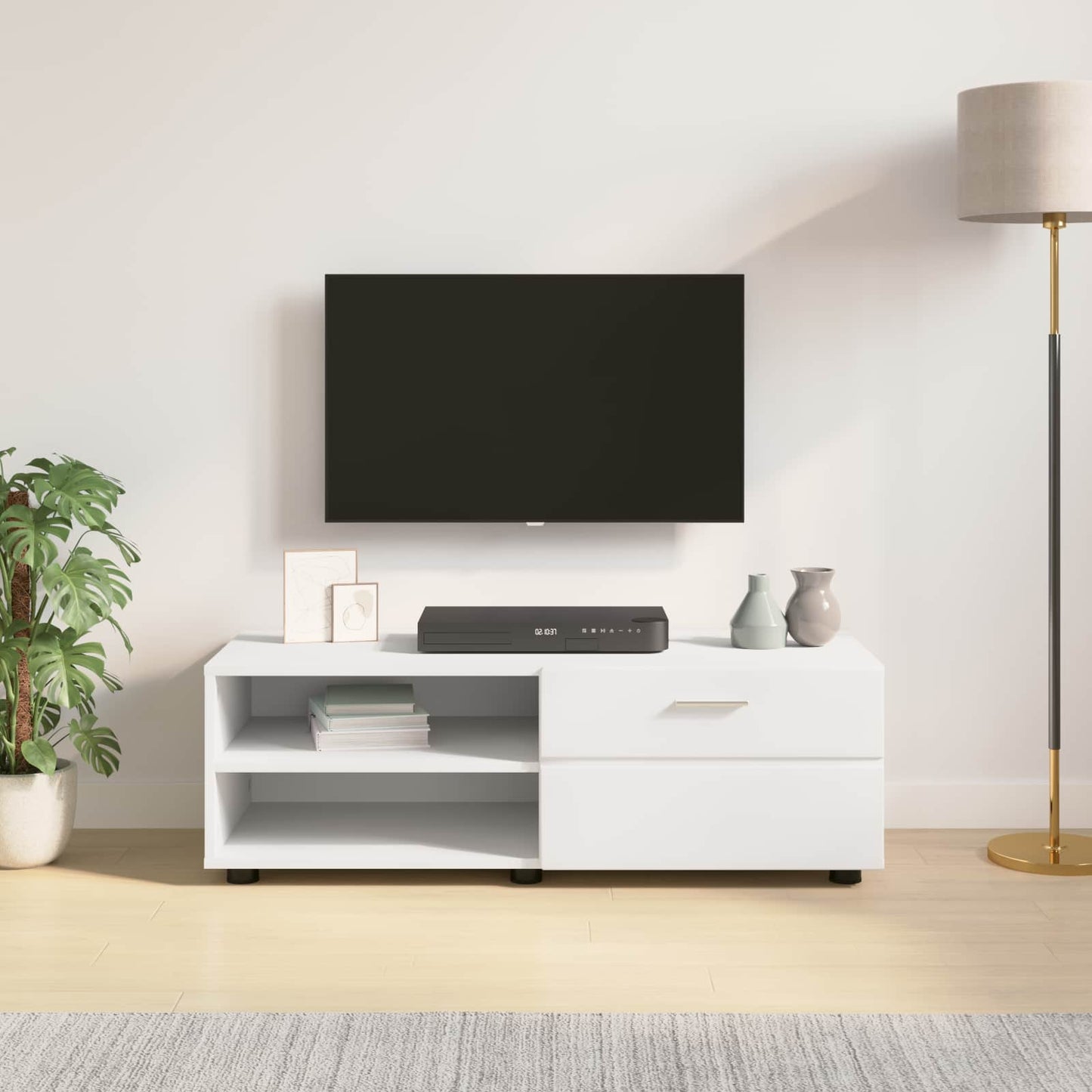 Wooden Cabinet White 100.5 x 39 x 30 cm Engineered Wood