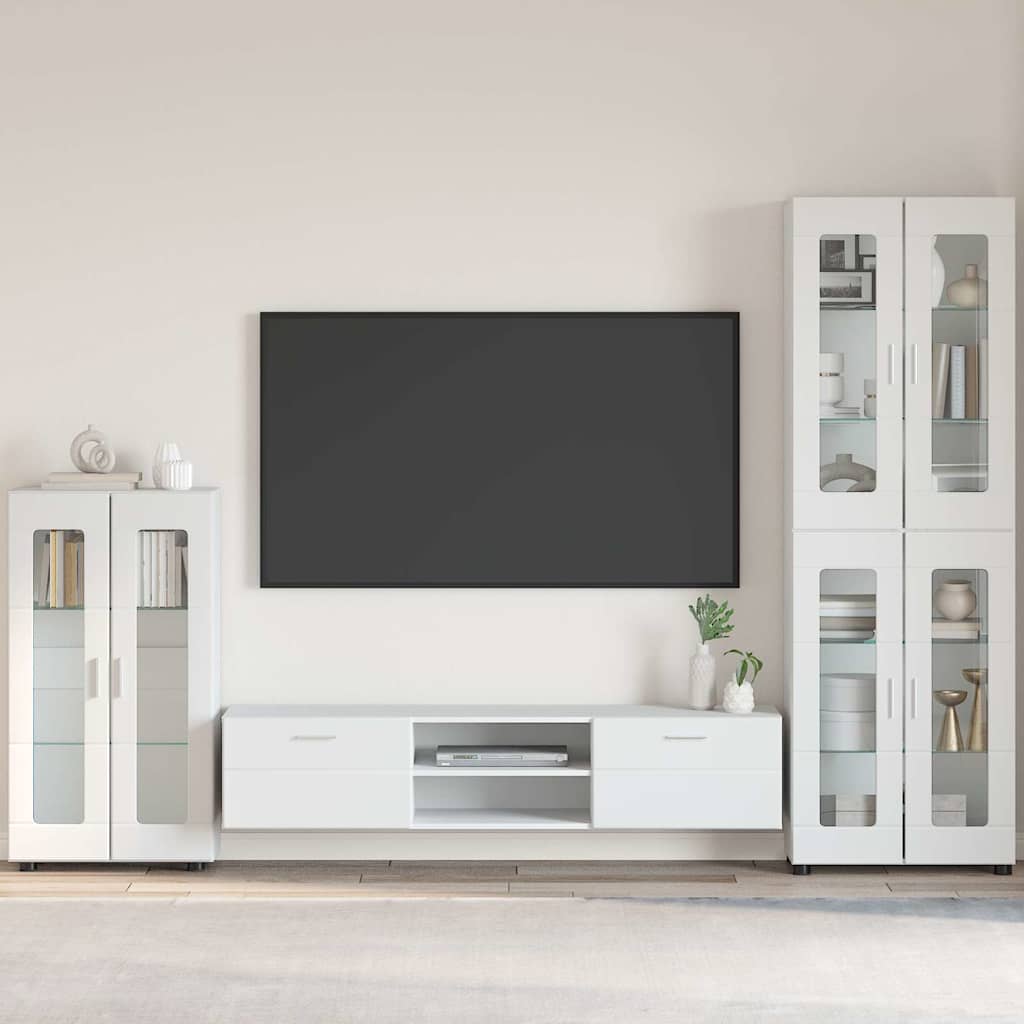 Sideboard with Shelf FLORIN High Gloss White 55.5 x 29 x 100 cm