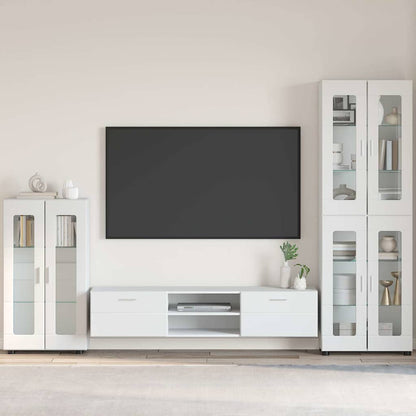 Sideboard with Shelf FLORIN High Gloss White 55.5 x 29 x 100 cm