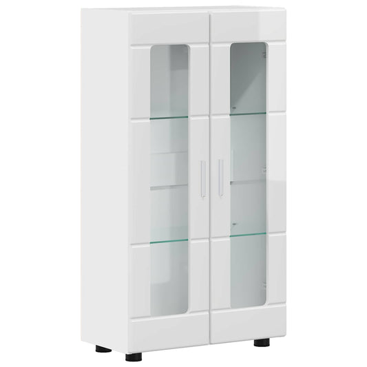 Sideboard with Shelf FLORIN High Gloss White 55.5 x 29 x 100 cm