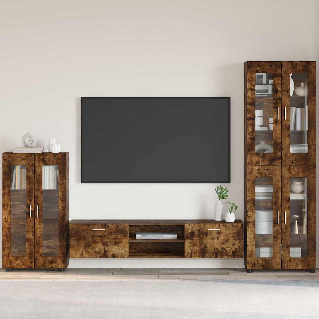 Sideboard FLORIN Smoked Oak 55.5 x 29 x 100 cm Engineered Wood