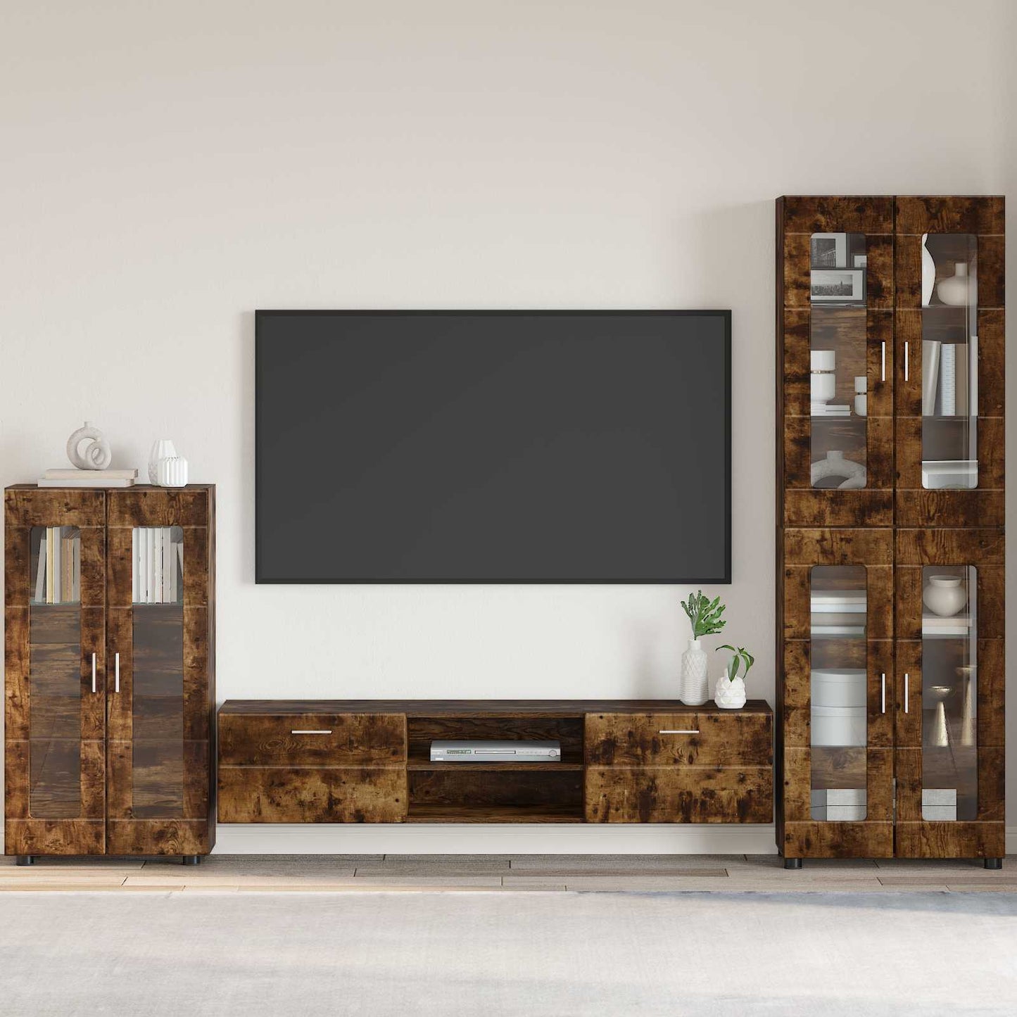 Sideboard FLORIN Smoked Oak 55.5 x 29 x 100 cm Engineered Wood
