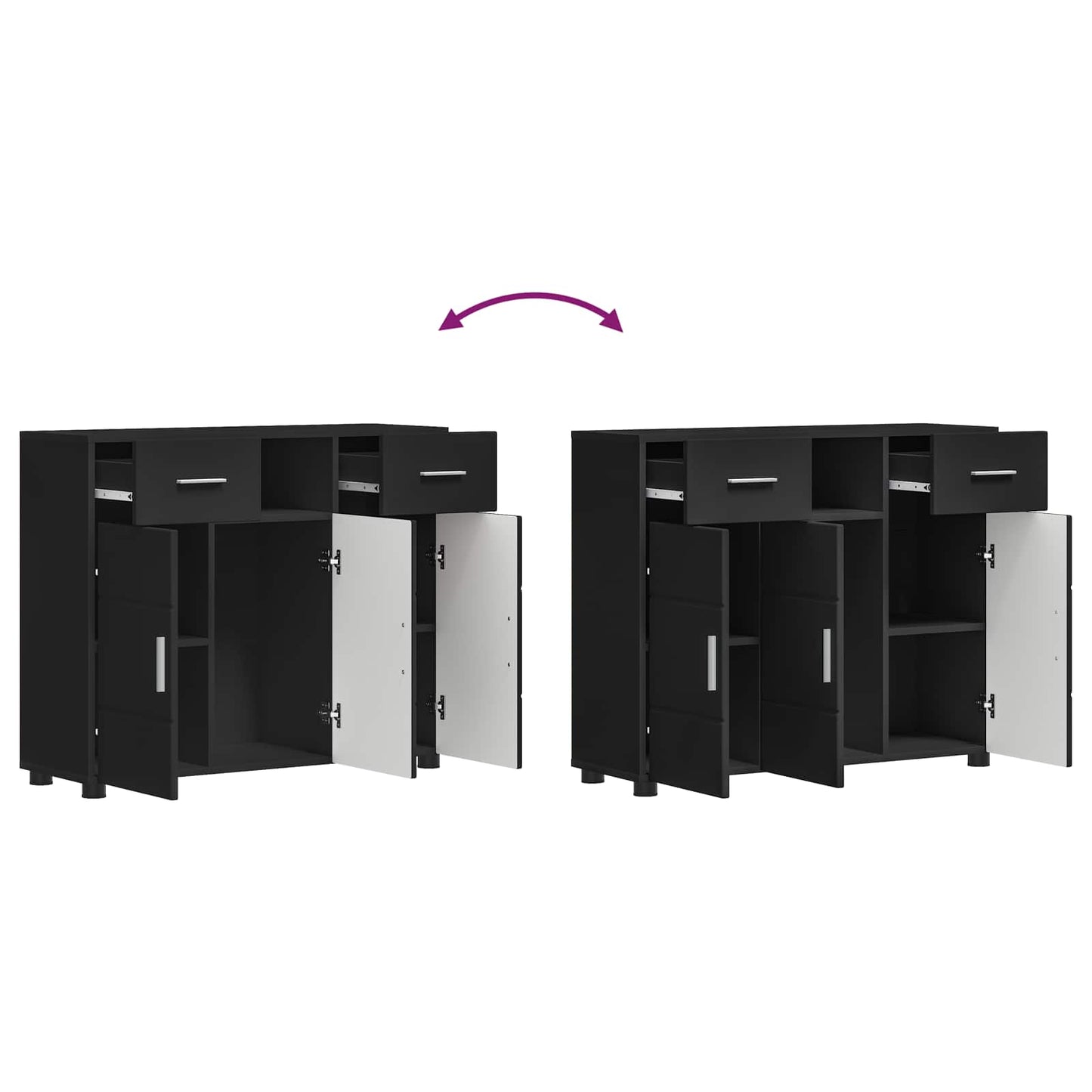 Wooden Cabinet Black 88.5 x 30.5 x 73 cm Engineered Wood