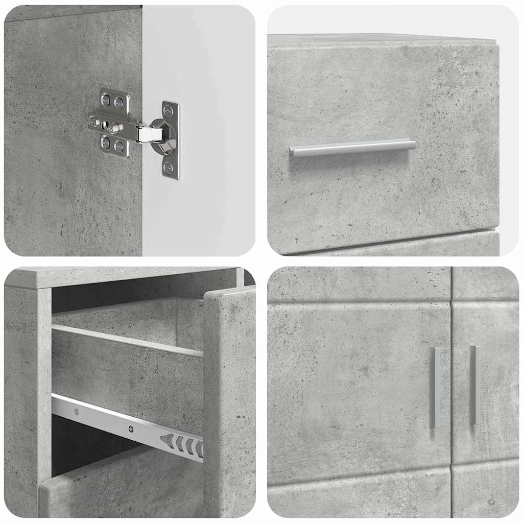 Wooden Cabinet with Drawer Concrete Grey 88.5 x 30.5 x 73 cm