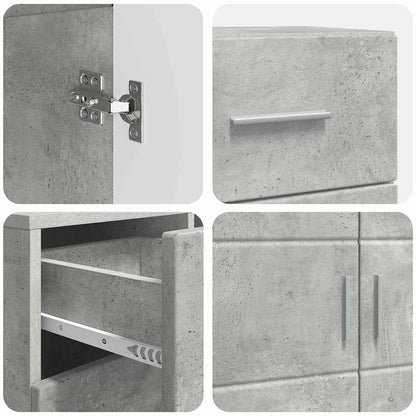 Wooden Cabinet with Drawer Concrete Grey 88.5 x 30.5 x 73 cm