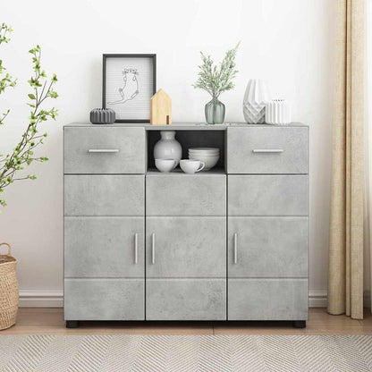 Wooden Cabinet with Drawer Concrete Grey 88.5 x 30.5 x 73 cm