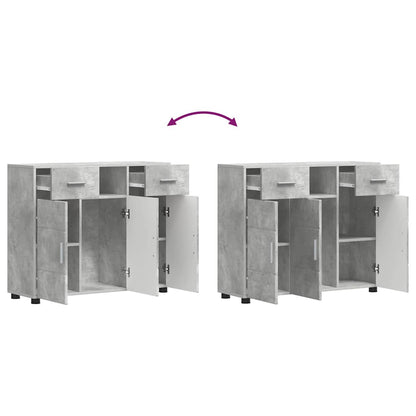 Wooden Cabinet with Drawer Concrete Grey 88.5 x 30.5 x 73 cm