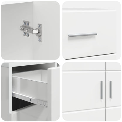 Wooden Cabinet with Drawer High Gloss White 88.5 x 30.5 x 73 cm