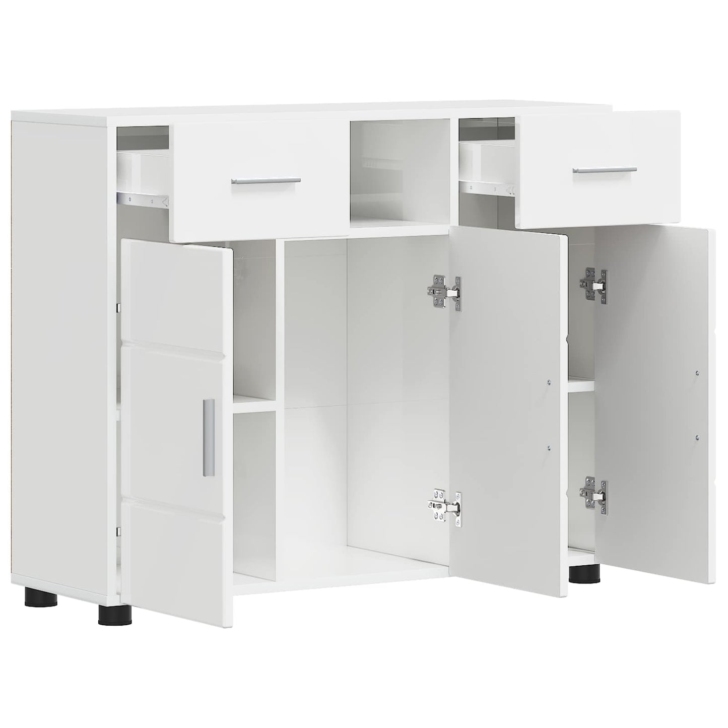 Wooden Cabinet with Drawer High Gloss White 88.5 x 30.5 x 73 cm