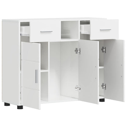 Wooden Cabinet with Drawer High Gloss White 88.5 x 30.5 x 73 cm