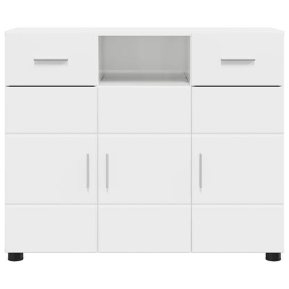 Wooden Cabinet with Drawer High Gloss White 88.5 x 30.5 x 73 cm