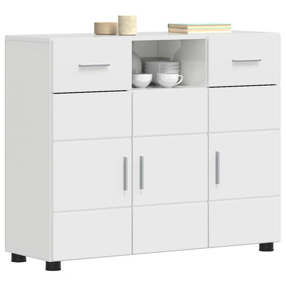 Wooden Cabinet with Drawer High Gloss White 88.5 x 30.5 x 73 cm