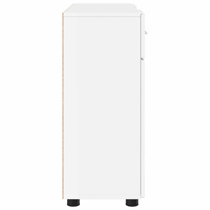 Wooden Cabinet with Drawer High Gloss White 88.5 x 30.5 x 73 cm