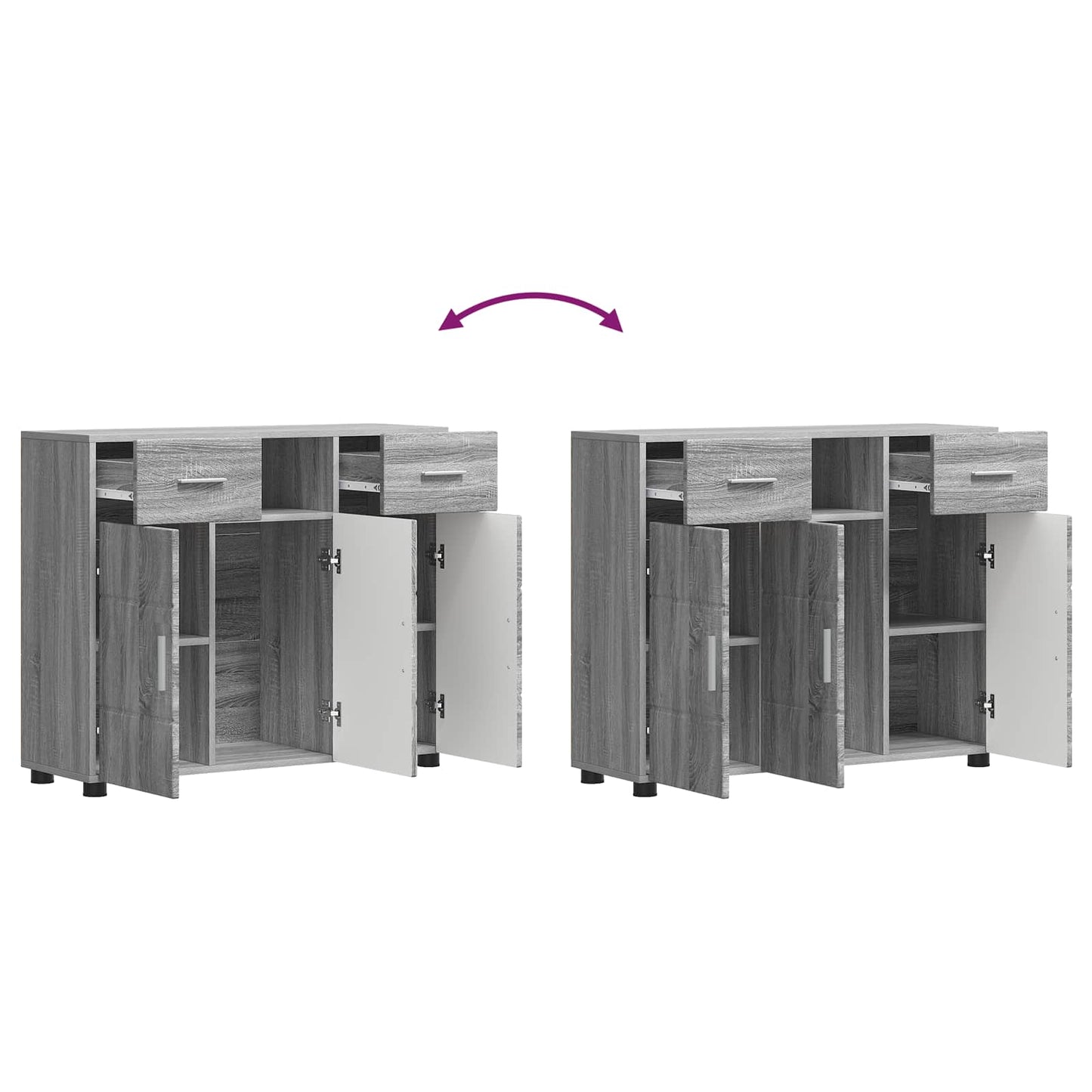 Wooden Cabinet Grey Sonoma 88.5 x 30.5 x 73 cm Engineered Wood