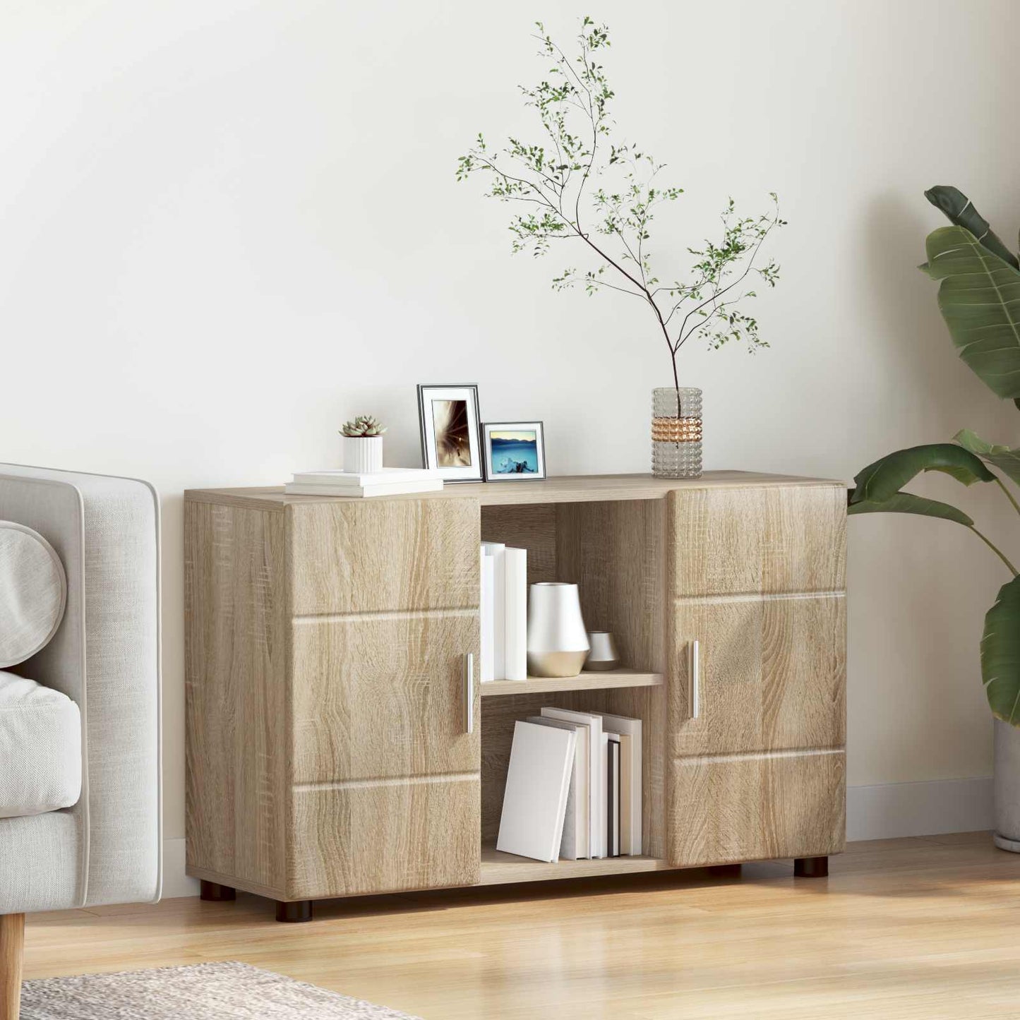 Sideboard with Shelf FLORIN Sonoma Oak 88.5 x 30.5 x 55.5 cm