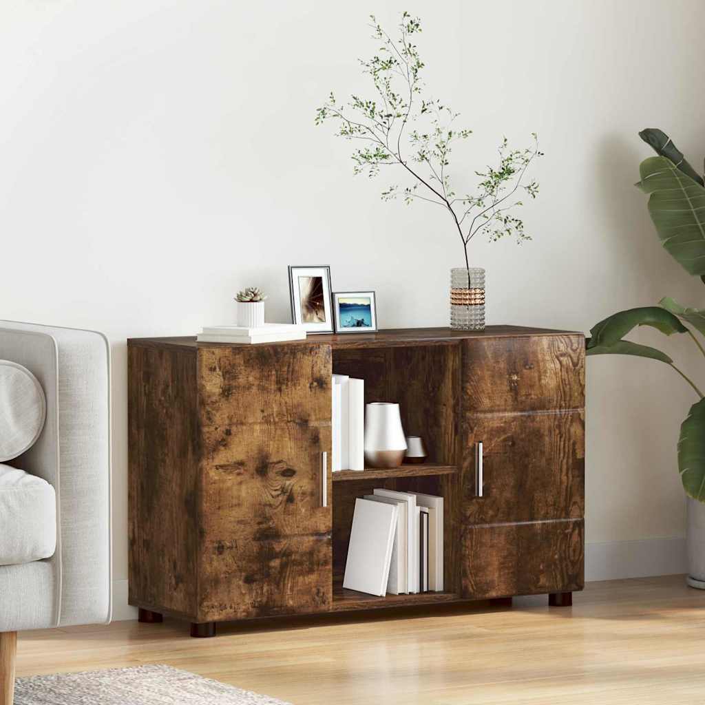 Sideboard with Shelf FLORIN Smoked Oak 88.5 x 30.5 x 55.5 cm