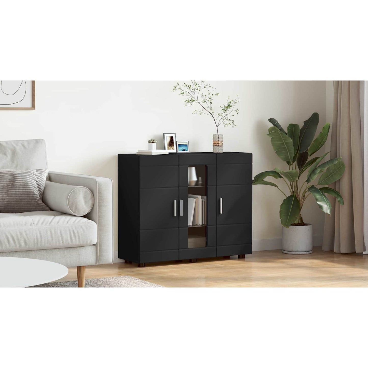 Wooden Cabinet Black 88.5 x 30.5 x 73 cm Engineered Wood