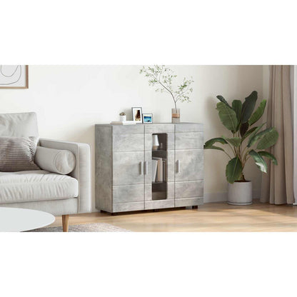 Wooden Cabinet with Storage Concrete Grey 88.5 x 30.5 x 73 cm