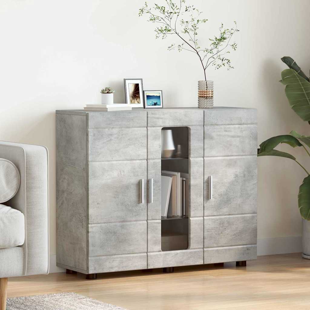 Wooden Cabinet with Storage Concrete Grey 88.5 x 30.5 x 73 cm