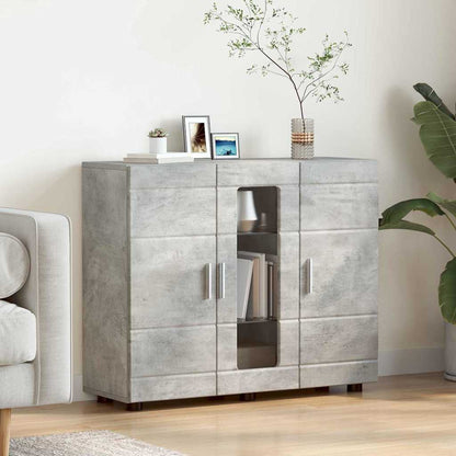 Wooden Cabinet with Storage Concrete Grey 88.5 x 30.5 x 73 cm