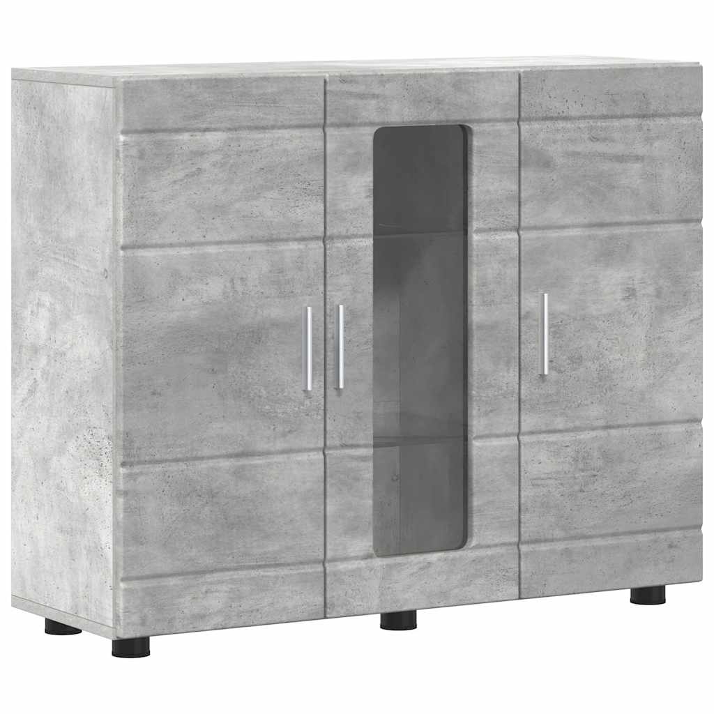 Wooden Cabinet with Storage Concrete Grey 88.5 x 30.5 x 73 cm