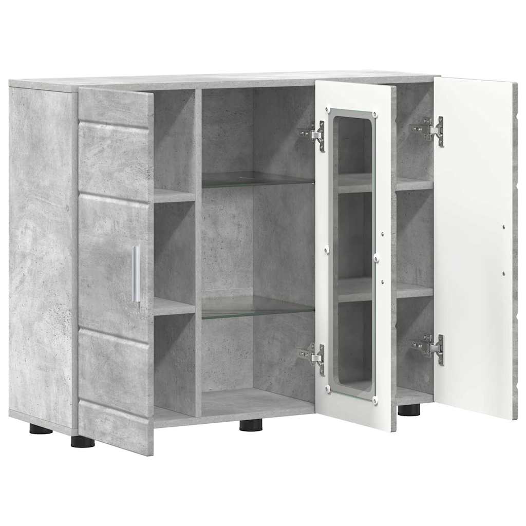 Wooden Cabinet with Storage Concrete Grey 88.5 x 30.5 x 73 cm