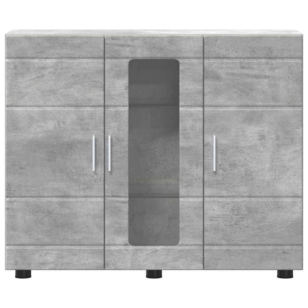 Wooden Cabinet with Storage Concrete Grey 88.5 x 30.5 x 73 cm