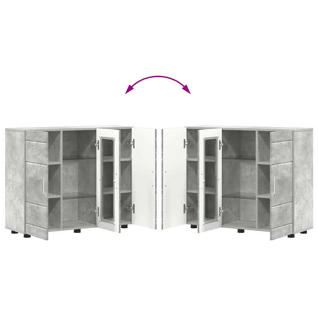 Wooden Cabinet with Storage Concrete Grey 88.5 x 30.5 x 73 cm