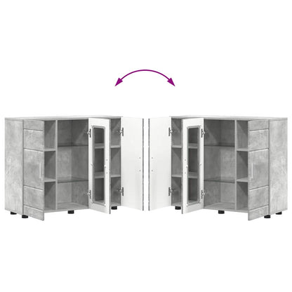 Wooden Cabinet with Storage Concrete Grey 88.5 x 30.5 x 73 cm