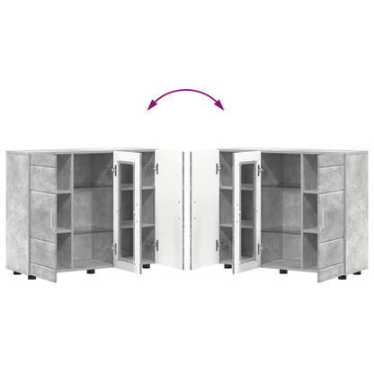 Wooden Cabinet with Storage Concrete Grey 88.5 x 30.5 x 73 cm