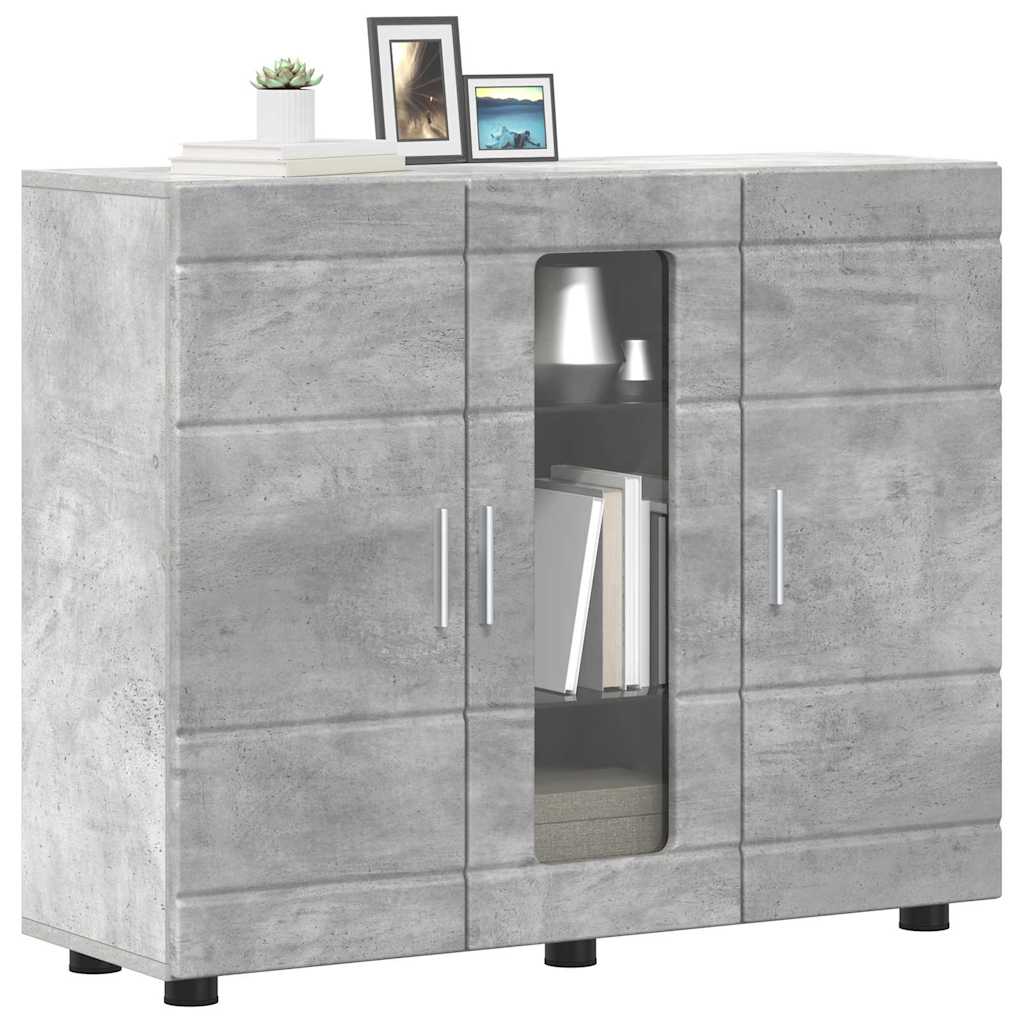 Wooden Cabinet with Storage Concrete Grey 88.5 x 30.5 x 73 cm