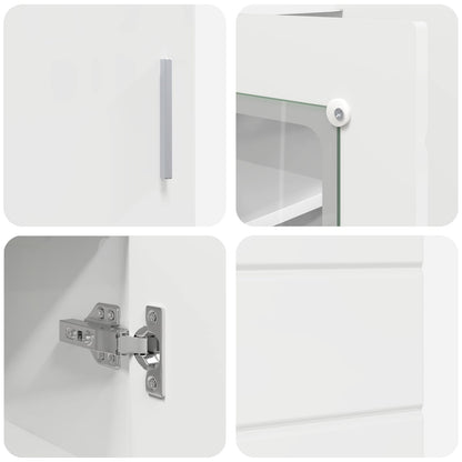 Wooden Cabinet High Gloss White Engineered Wood
