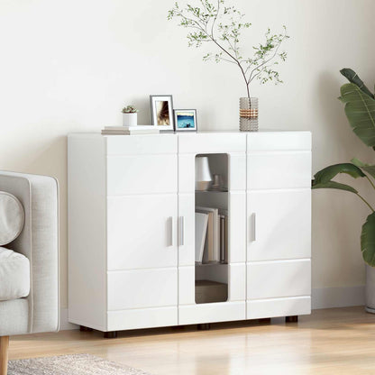 Wooden Cabinet High Gloss White Engineered Wood