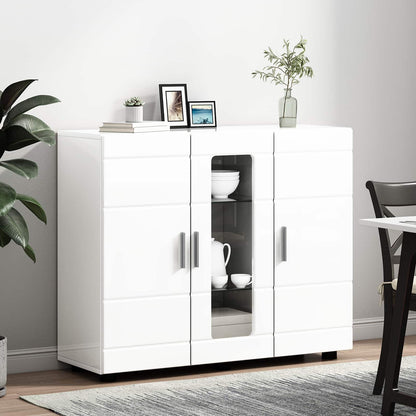 Wooden Cabinet High Gloss White Engineered Wood