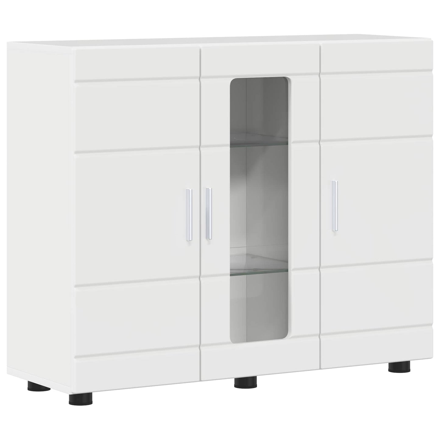 Wooden Cabinet High Gloss White Engineered Wood