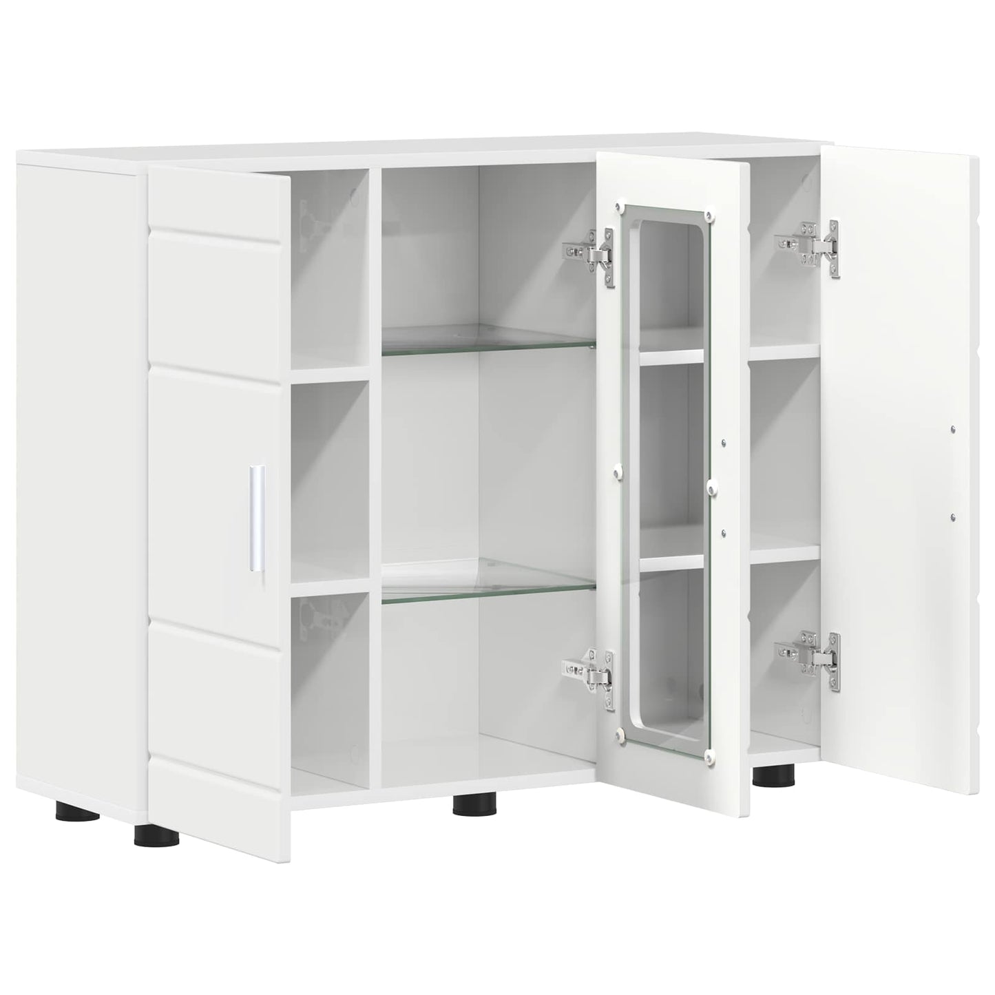 Wooden Cabinet High Gloss White Engineered Wood