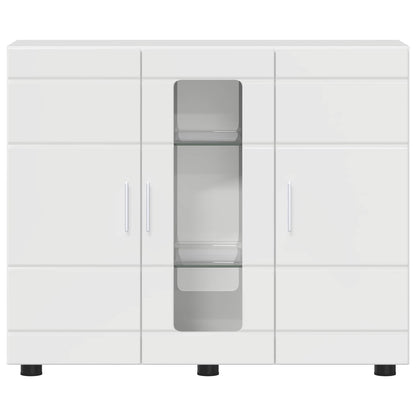 Wooden Cabinet High Gloss White Engineered Wood