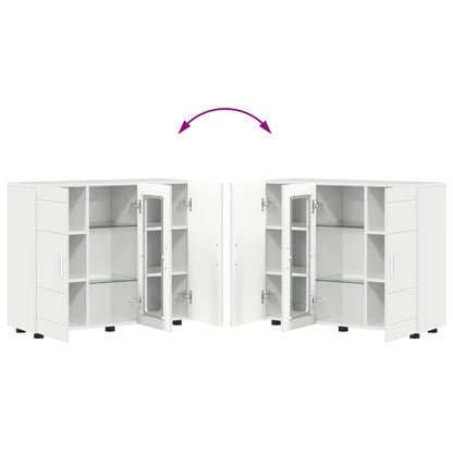 Wooden Cabinet High Gloss White Engineered Wood