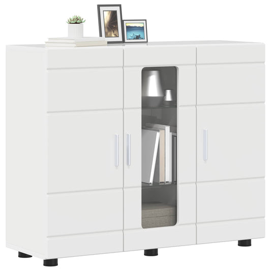 Wooden Cabinet High Gloss White Engineered Wood