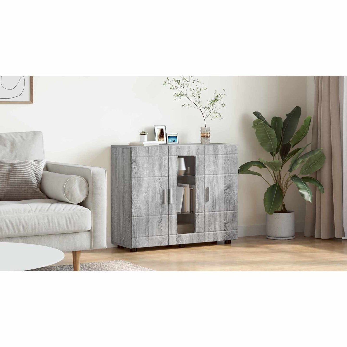 Wooden Cabinet Grey Sonoma 88.5 x 30.5 x 73 cm Engineered Wood