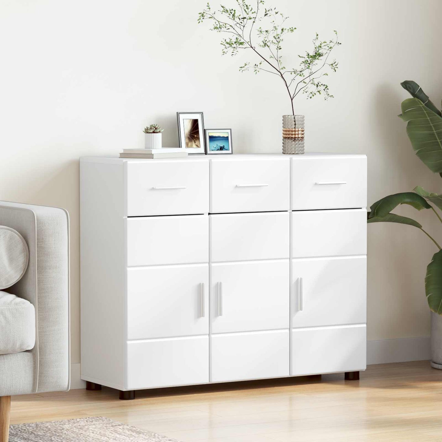Sideboard FLORIN White 88.5 x 30.5 x 73 cm Engineered Wood