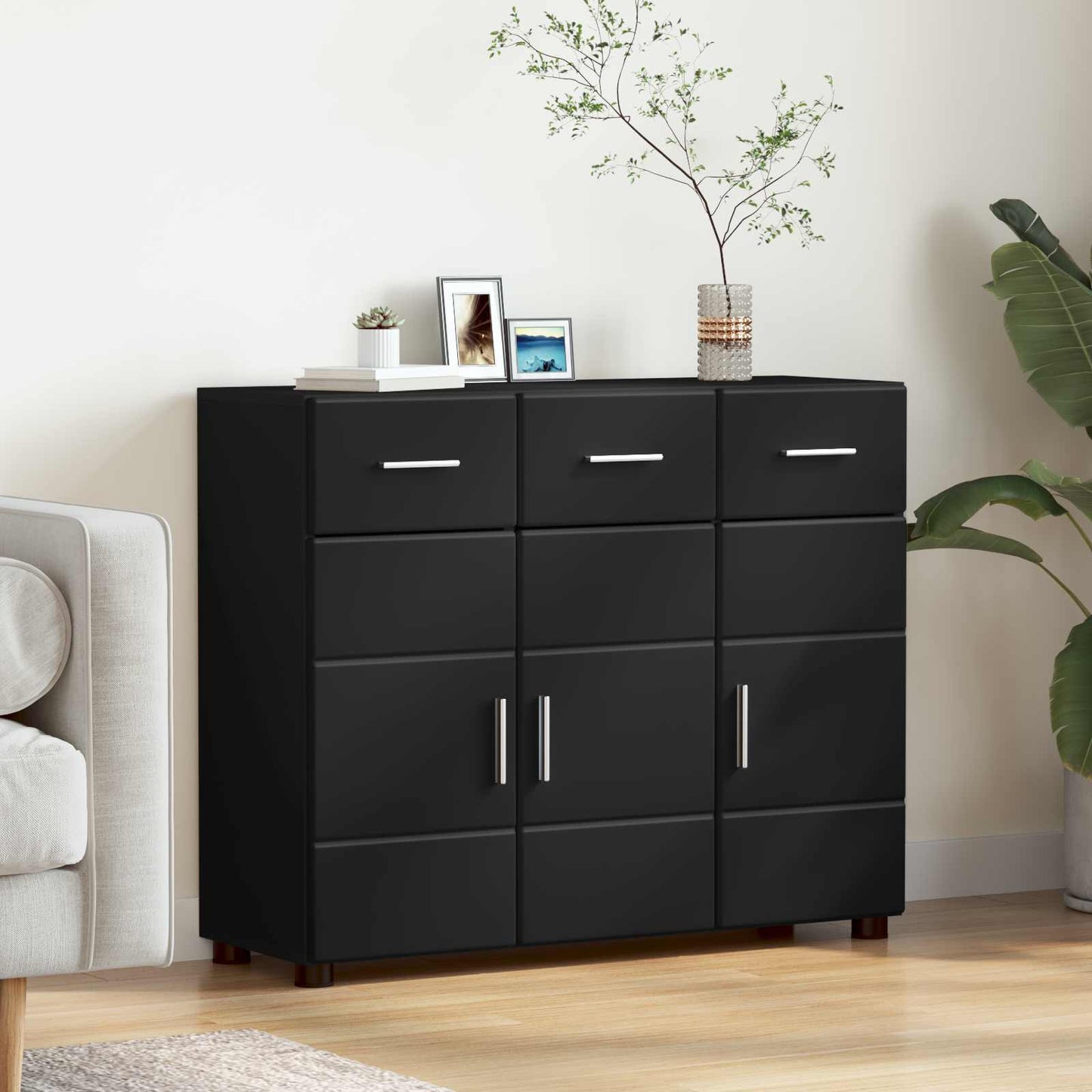 Sideboard FLORIN Black 88.5 x 30.5 x 73 cm Engineered Wood