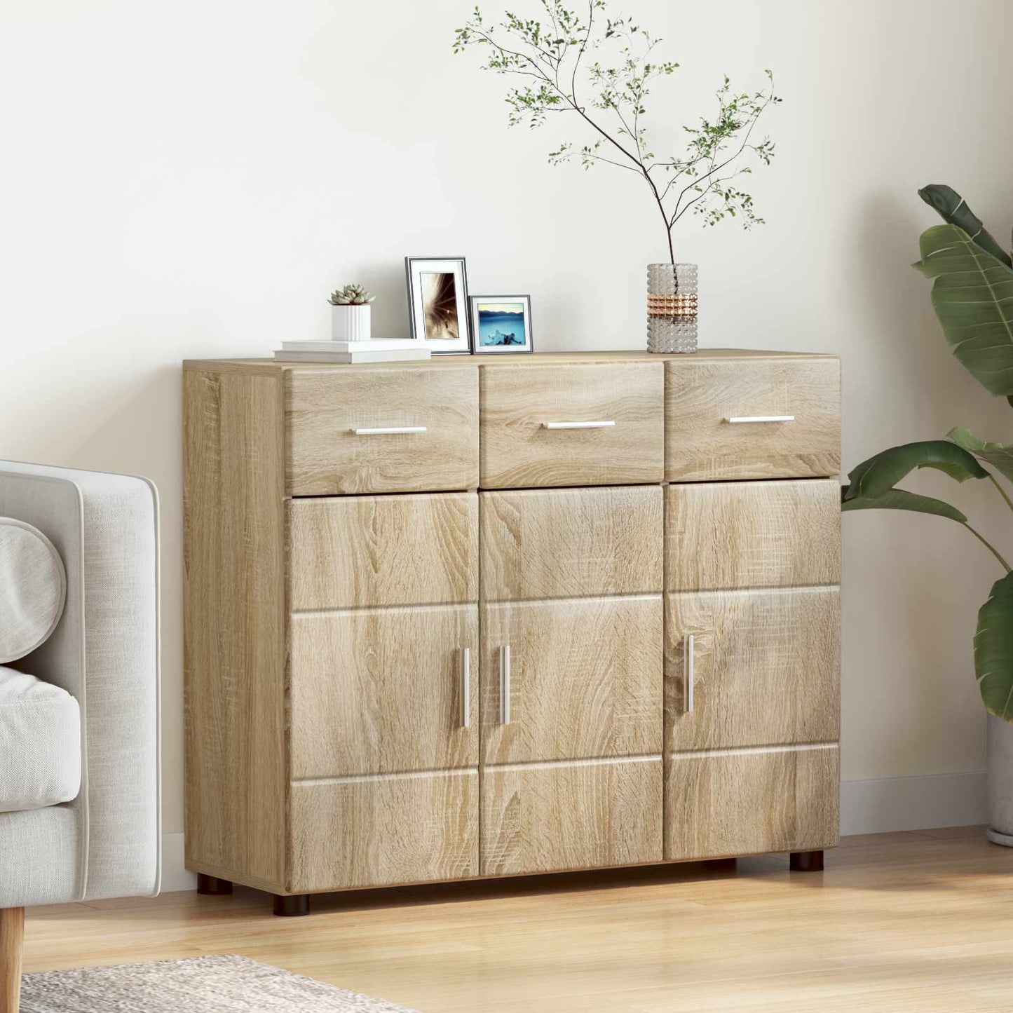 Sideboard FLORIN Sonoma Oak 88.5 x 30.5 x 73 cm Engineered Wood